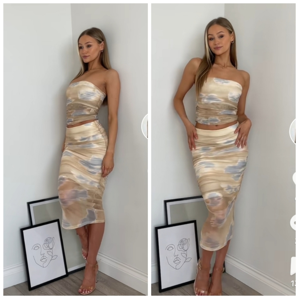 Zara 2pcs Printed Tulle skirt + Top set